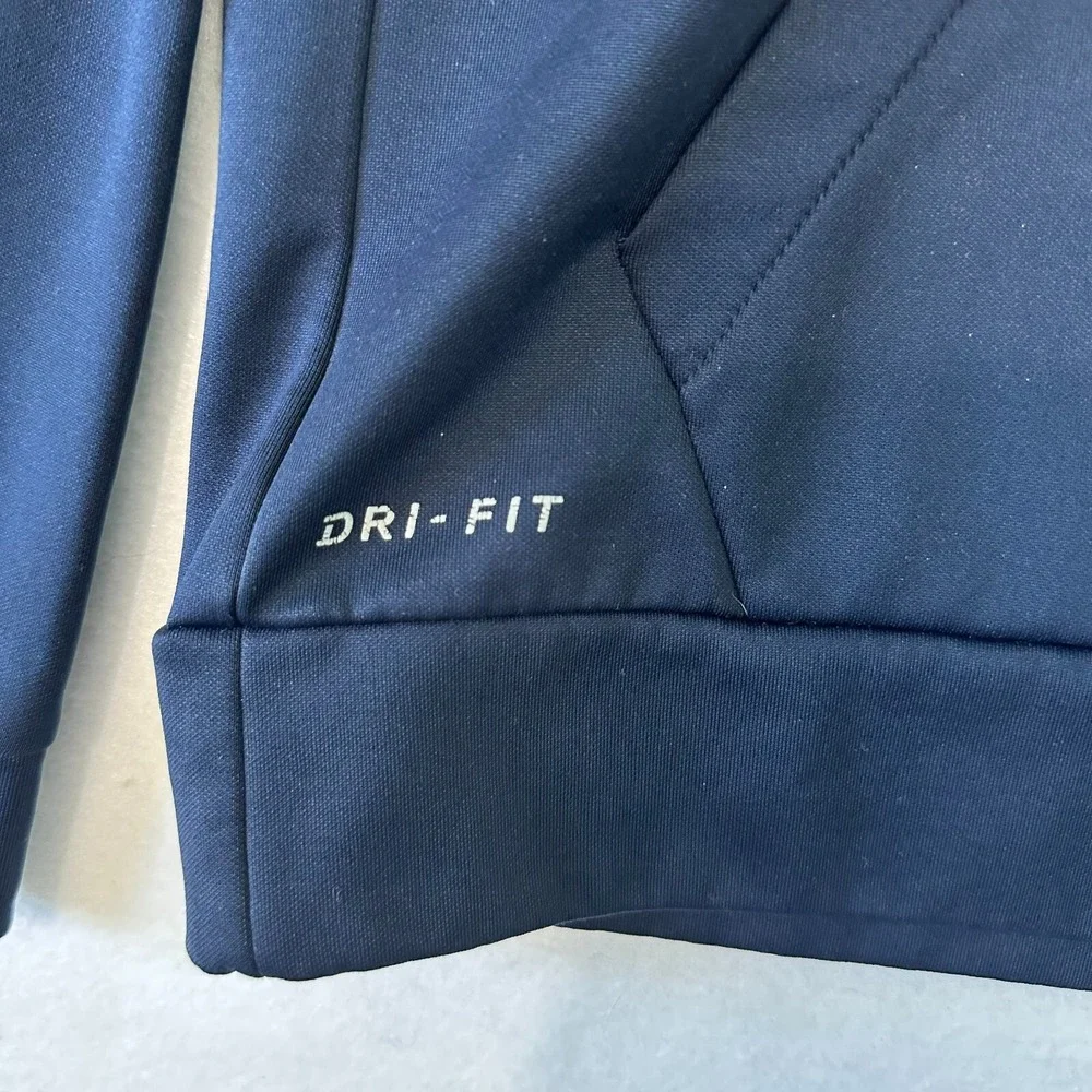 Nike Dri-FIT Mens Navy Blue Pullover Hoodie Graphic Swoosh Size M